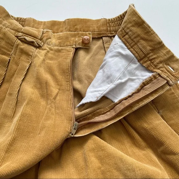 Vintage High Waisted Golden Yellow Corduroy Flat Back Pants size 6P - Picture 6 of 7